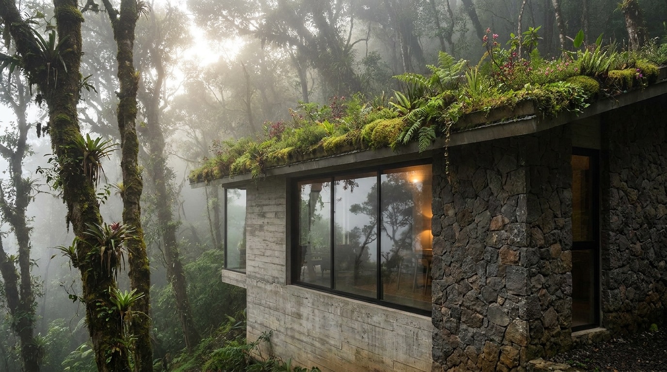 Refugio Piedra — cabaña contemporánea en montaña en Boquete