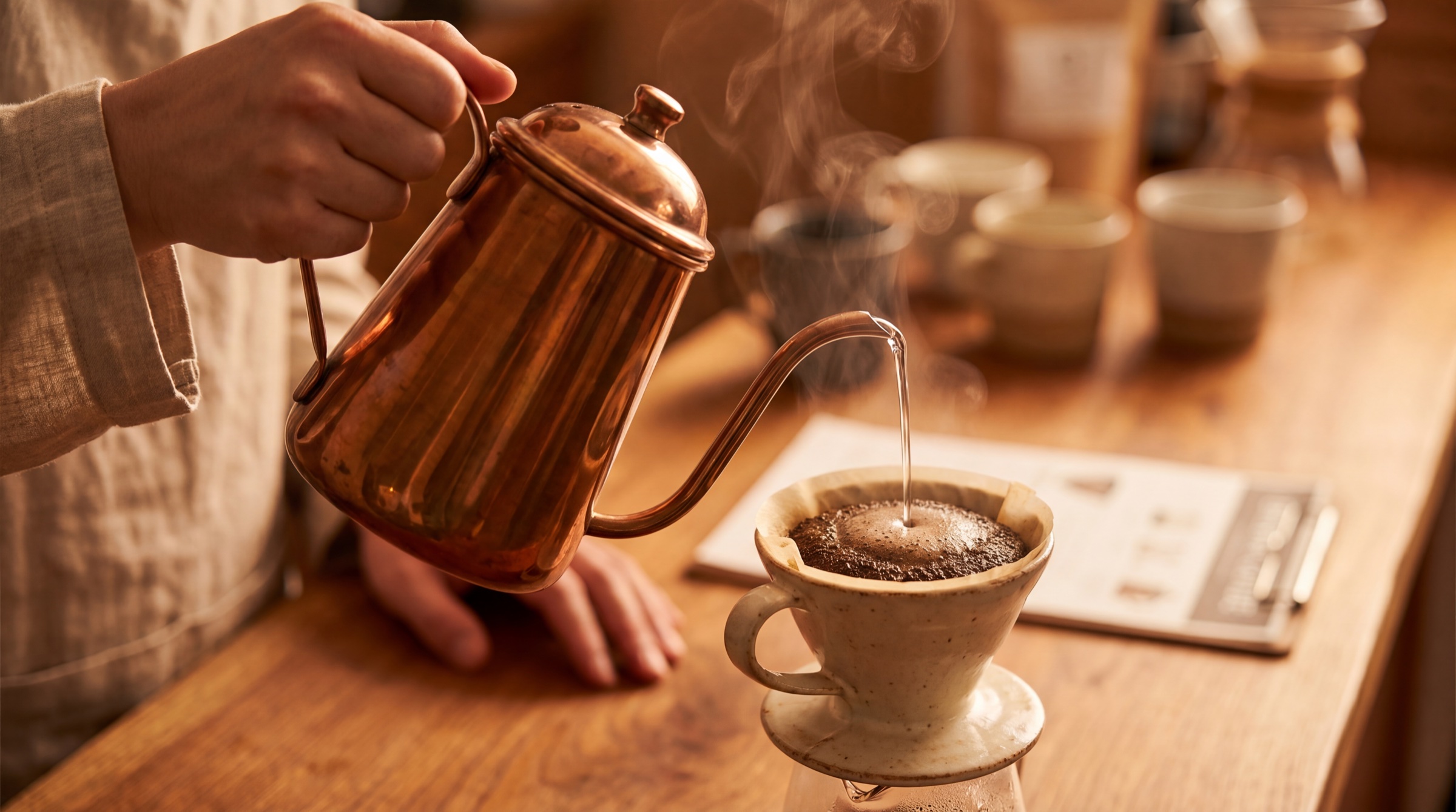 Preparación pour-over con vapor