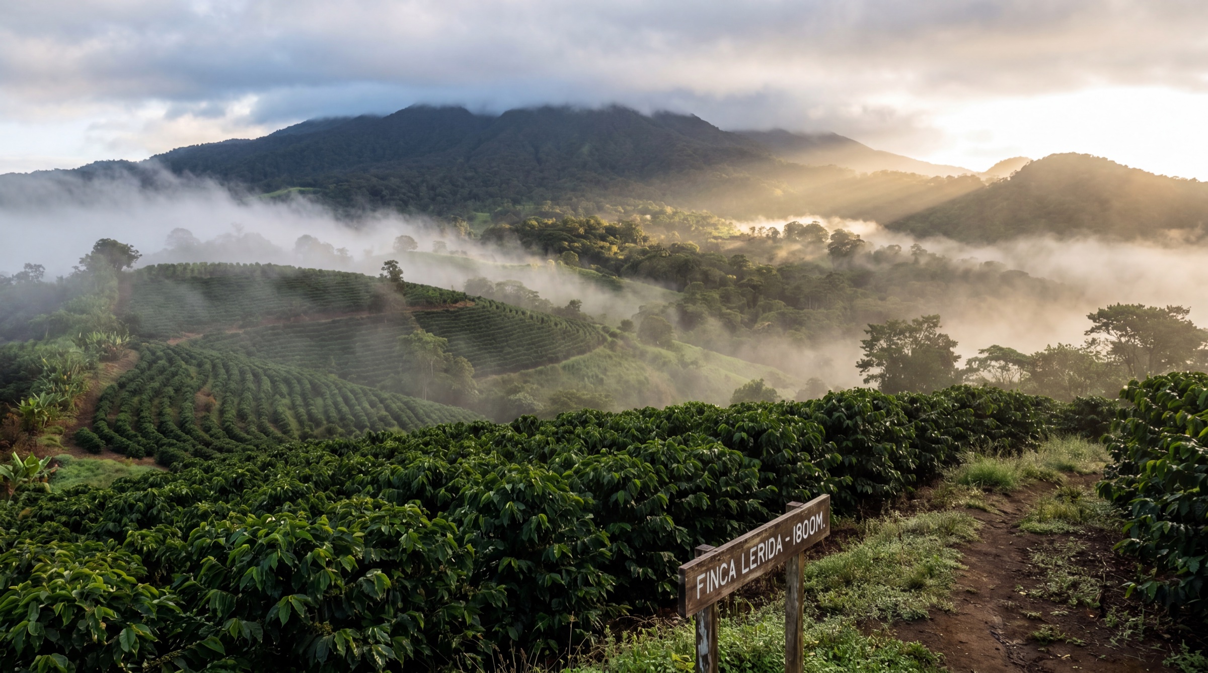 Finca de café en las tierras altas brumosas de Chiriquí